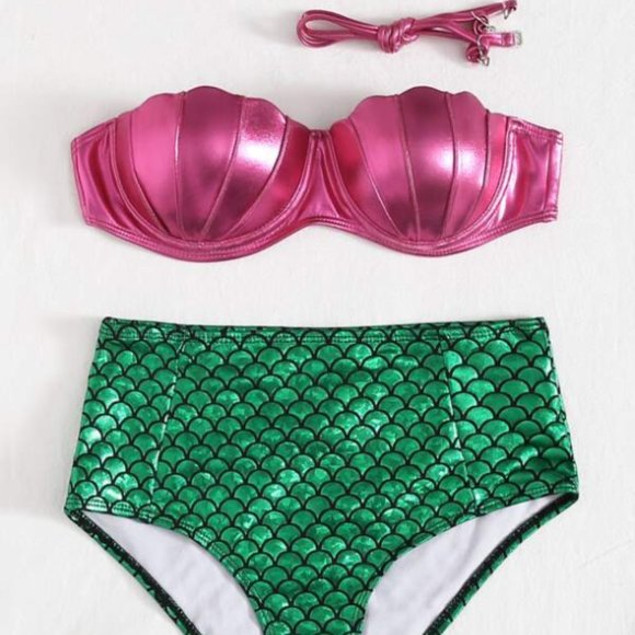 NEW pink mermaid swimsuit bikini - Picture 2 of 2